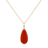 14K Yellow Gold Cabochon Coral Pendant