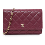 Chanel Purple Lambskin Quilted Wallet On Chain Handbags Chanel