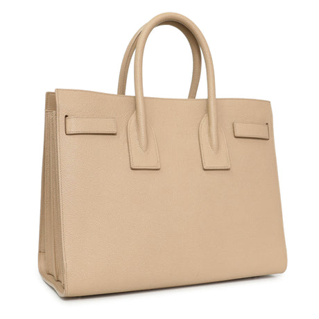 Saint Laurent Beige Grained Calfskin Small Sac De Jour