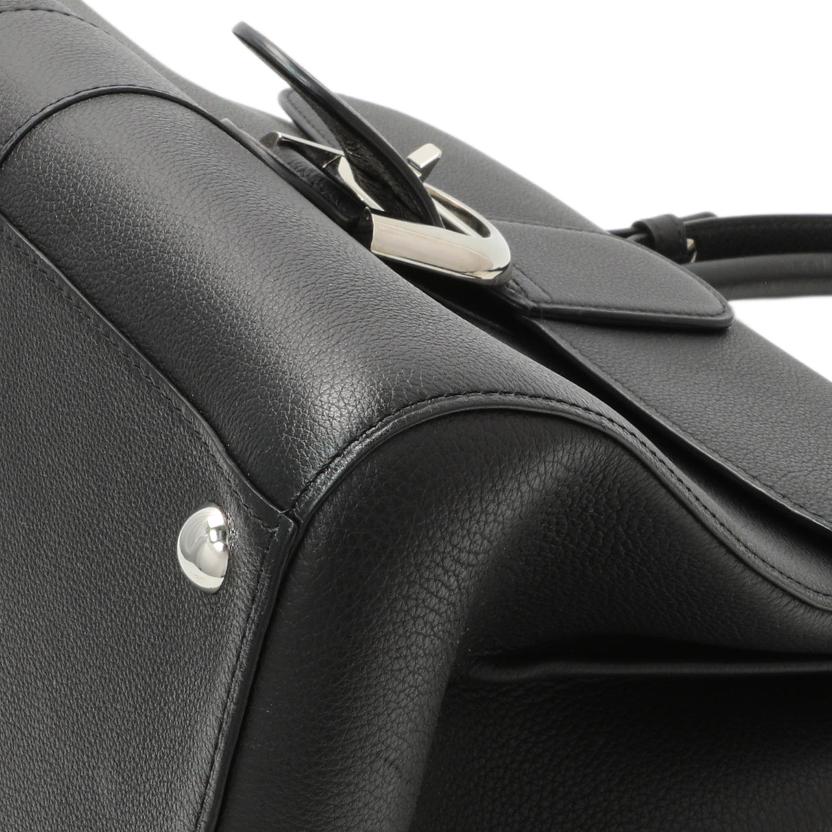 Delvaux Black Grained Calfskin Brillant MM Handbags Delvaux