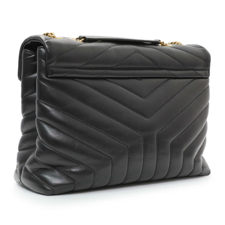 Saint Laurent Black Calfskin Y Quilted Monogram Medium Loulou Chain Satchel Handbags Saint Laurent