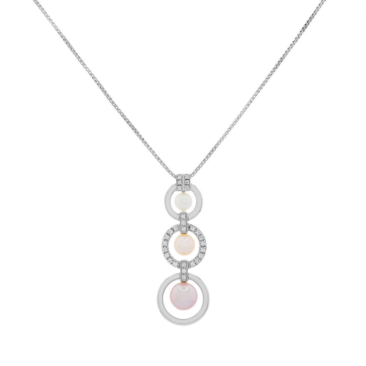 18K White Gold Akoya Pearl Diamond Pendant