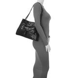 Saint Laurent Black Crinkled Calfskin Matelasse Monogram Medium Niki Shopper Handbags Saint Laurent