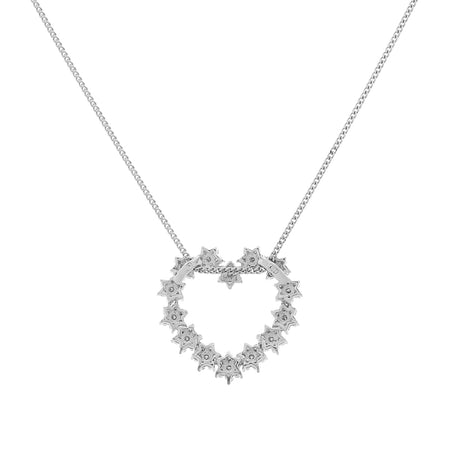 14K White Gold 1.47 Carat Diamond Cluster Heart Pendant