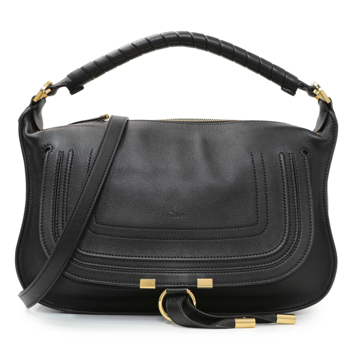 Chloe Black Grained Calfskin Small Marcie Shoulder Bag Handbags Chloe