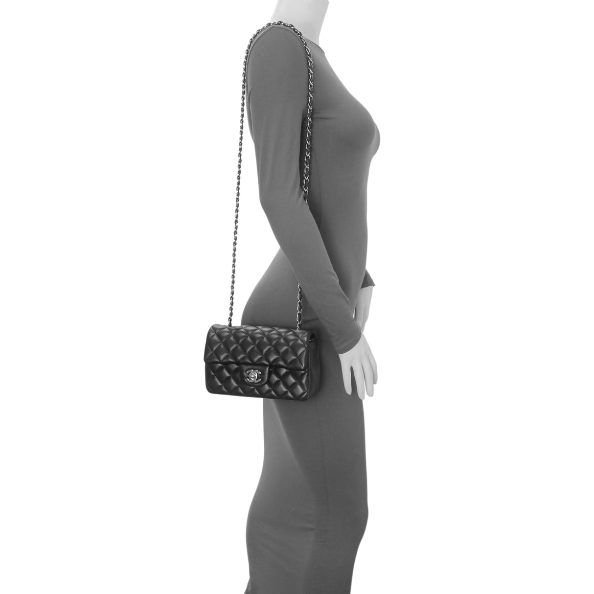 Chanel Black Quilted Lambskin Mini Rectangular Flap Handbags Chanel