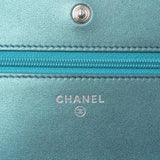 Chanel Blue Quilted Iridescent Lambskin Wallet On Chain Handbags Chanel