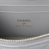 Chanel Grey Lambskin Quilted Small Top Handle Vanity Case With Chain Handbags Chanel