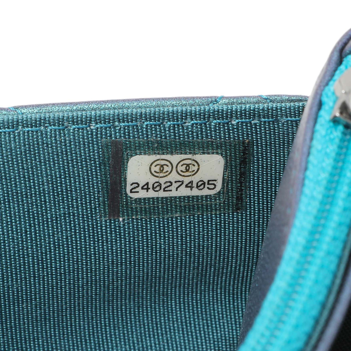 Chanel Blue Quilted Iridescent Lambskin Wallet On Chain Handbags Chanel