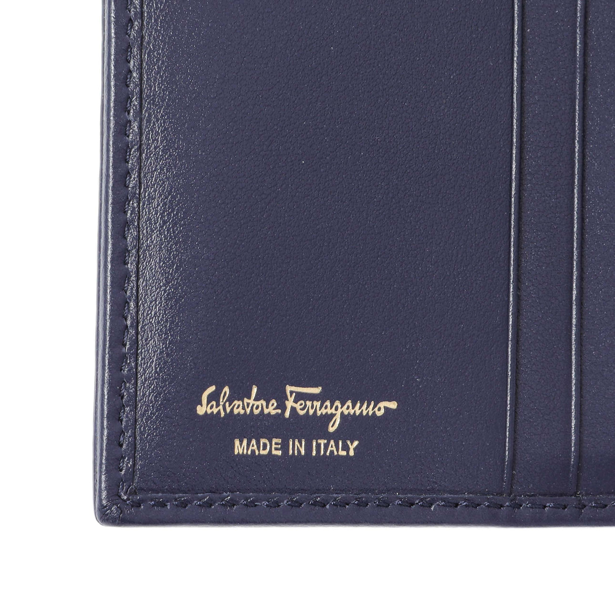 Salvatore Ferragamo Blue Calfskin Compact Wallet Accessories Salvatore Ferragamo
