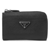 Prada Black Saffiano Zip Card Holder