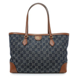 Gucci Blue Monogram Denim Medium Ophidia Shopping Tote Handbags Gucci