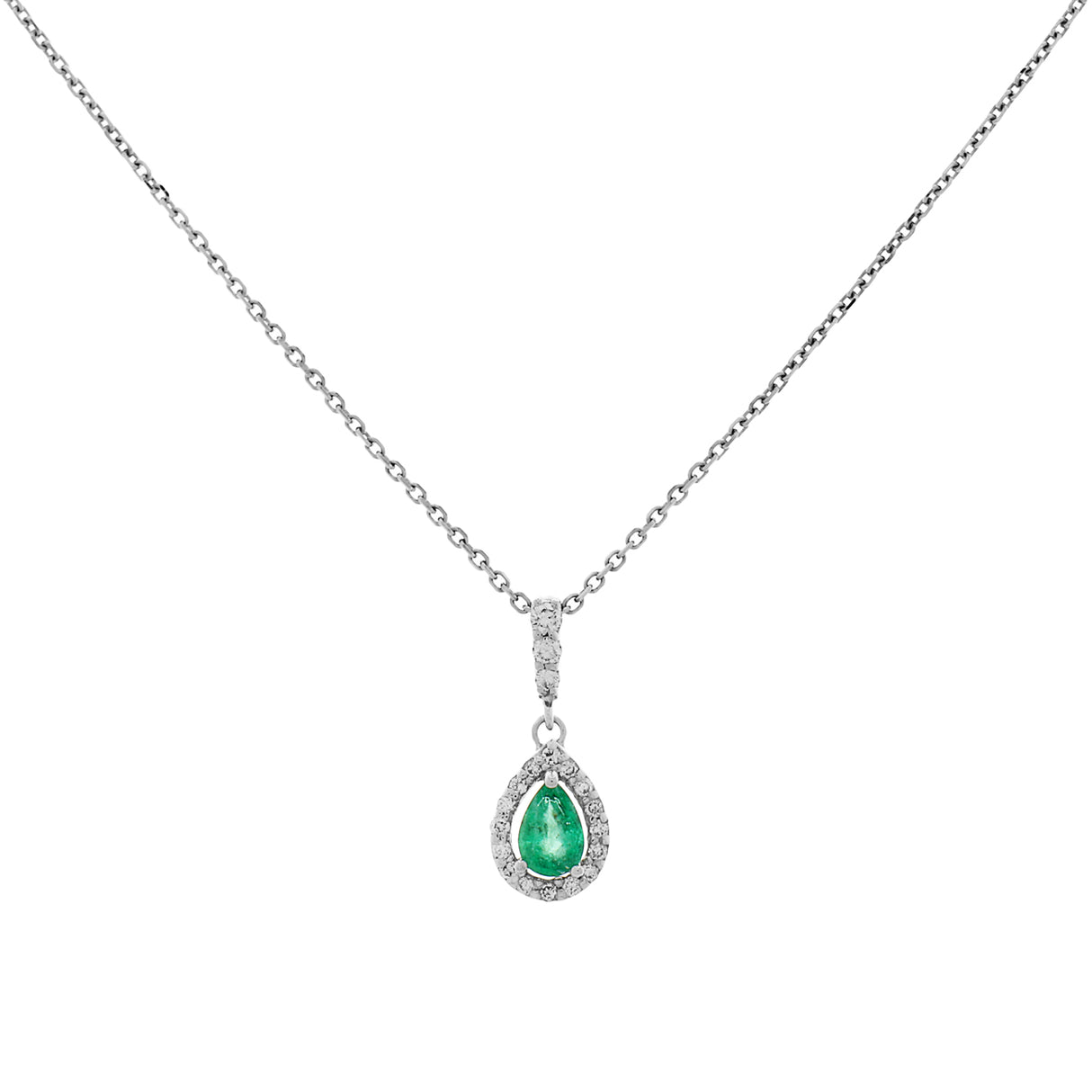 18K White Gold Emerald Pendant