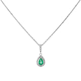 18K White Gold Emerald Pendant