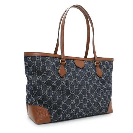Gucci Blue Monogram Denim Medium Ophidia Shopping Tote Handbags Gucci