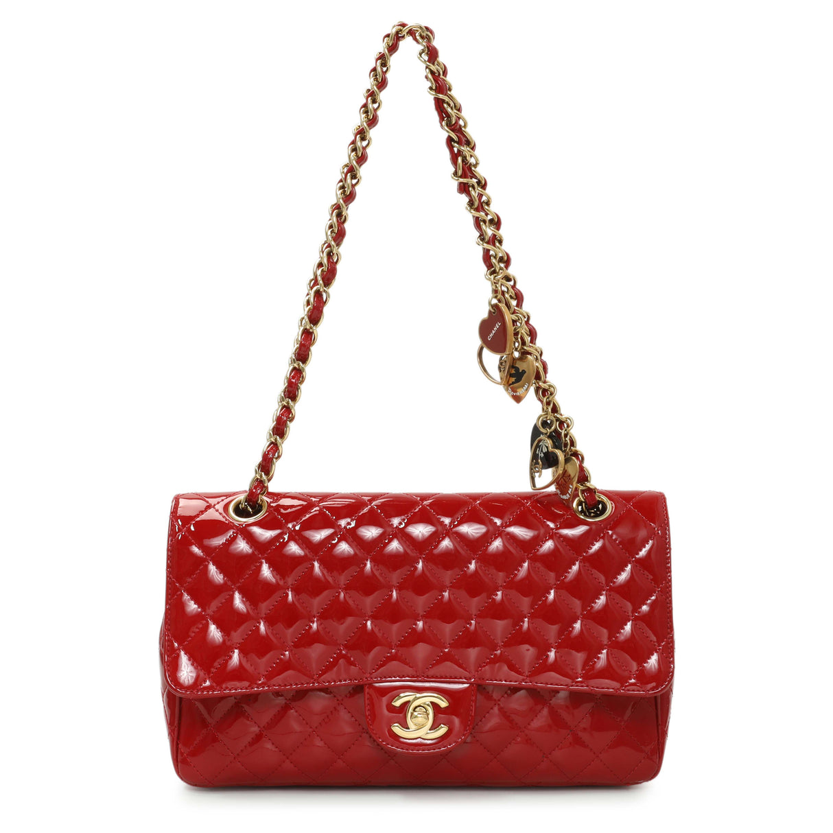 Chanel Red Patent Quilted Valentine Flap