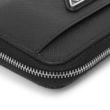 Prada Black Saffiano Zip Card Holder