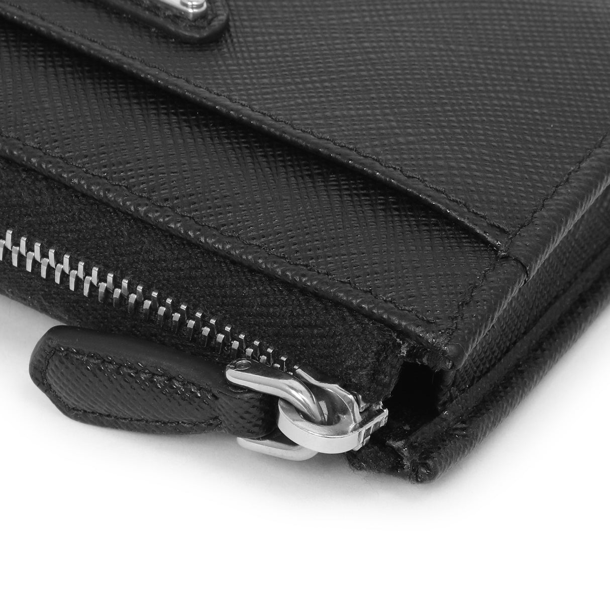 Prada Black Saffiano Zip Card Holder