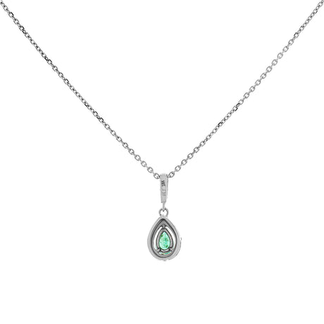 18K White Gold Emerald Pendant