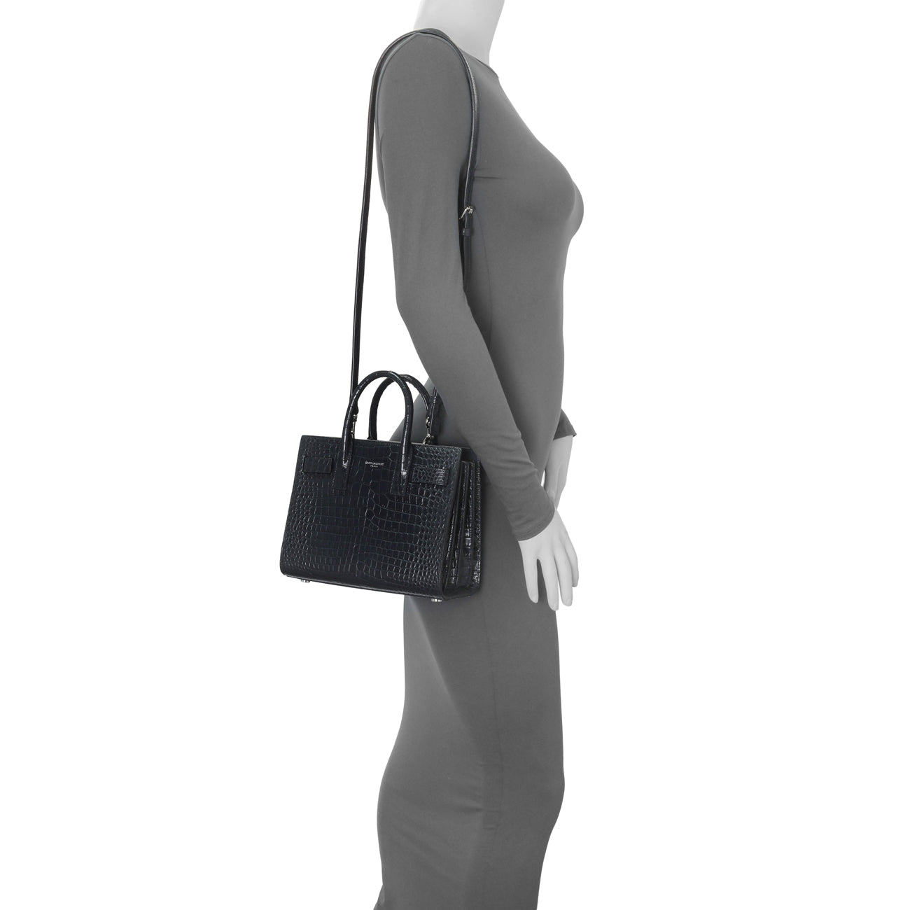 Saint Laurent Calfskin Crocodile Embossed Nano Sac De Jour – Modaselle