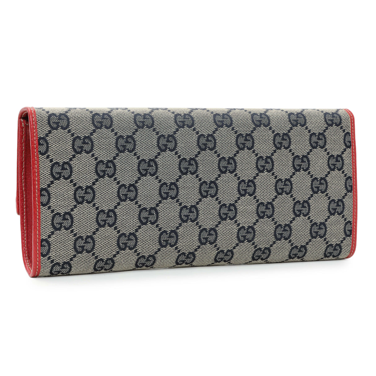 Gucci Navy GG Canvas Bamboo Bar Clutch