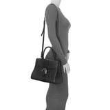 Delvaux Black Grained Calfskin Brillant MM Handbags Delvaux