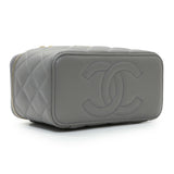 Chanel Grey Lambskin Quilted Small Top Handle Vanity Case With Chain Handbags Chanel