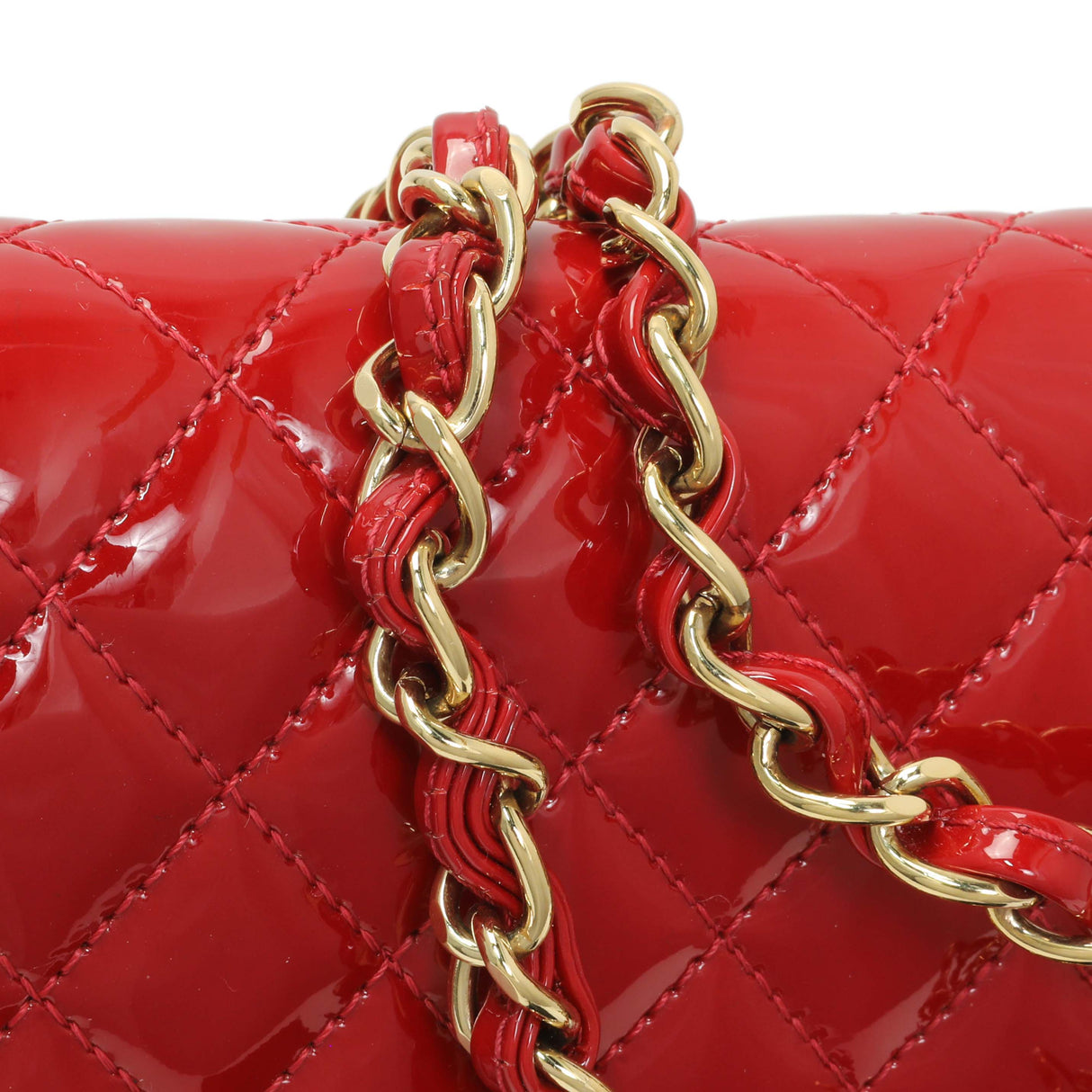 Chanel Red Patent Quilted Valentine Flap
