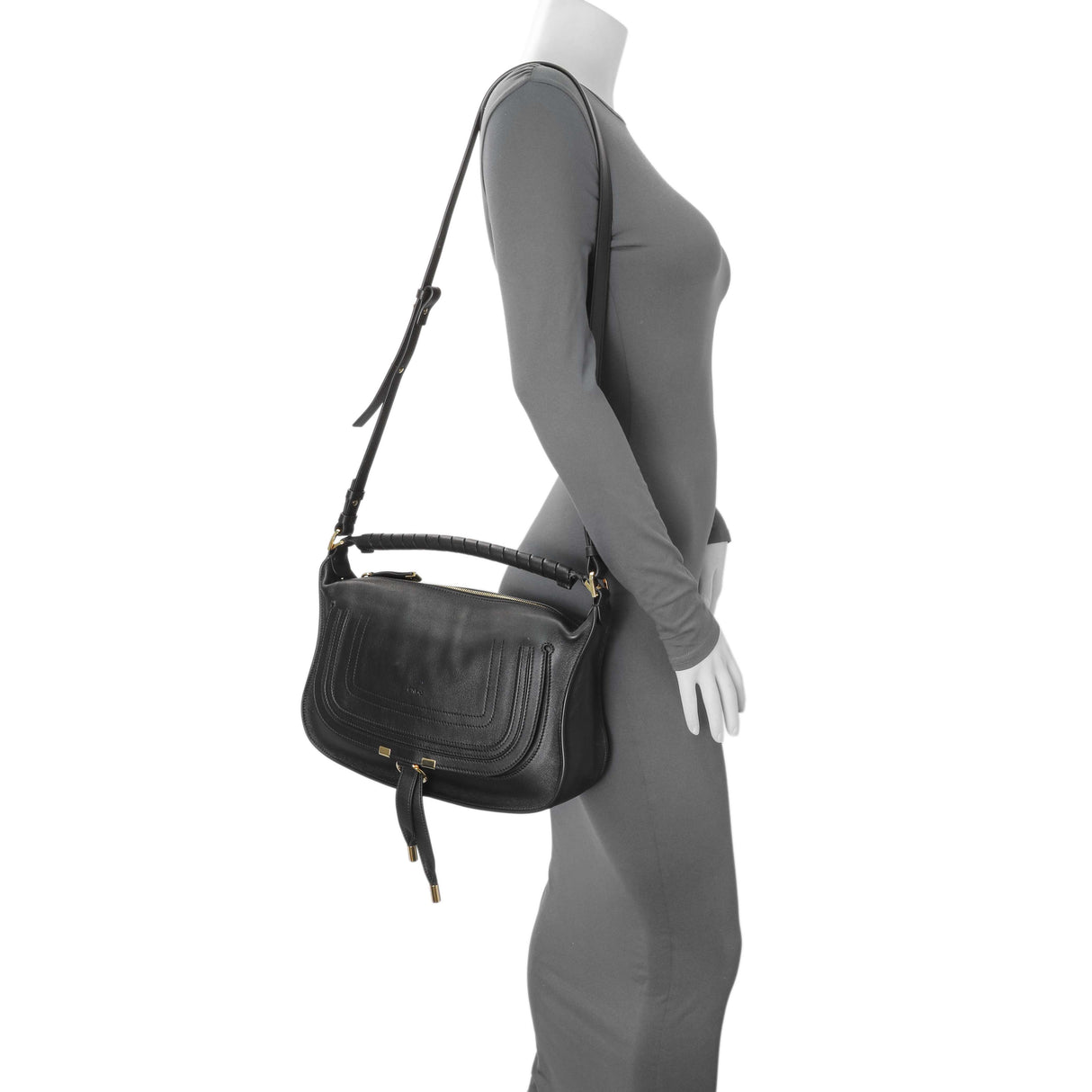 Chloe Black Grained Calfskin Small Marcie Shoulder Bag Handbags Chloe