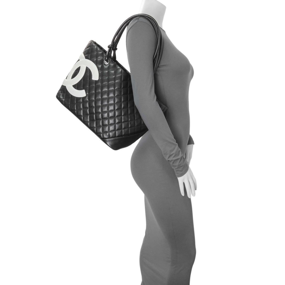 Chanel Black Quilted Cambon Tote Large Handbags Chanel