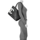 Chanel Black Quilted Cambon Tote Large Handbags Chanel