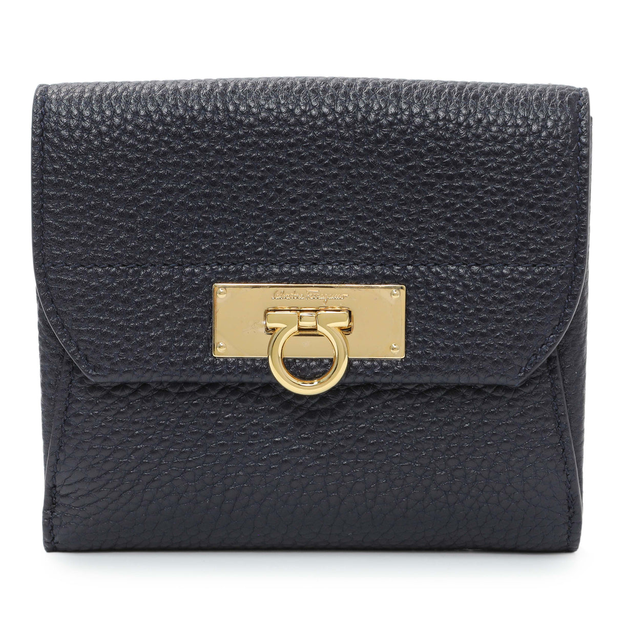 Salvatore Ferragamo Blue Calfskin Compact Wallet Accessories Salvatore Ferragamo