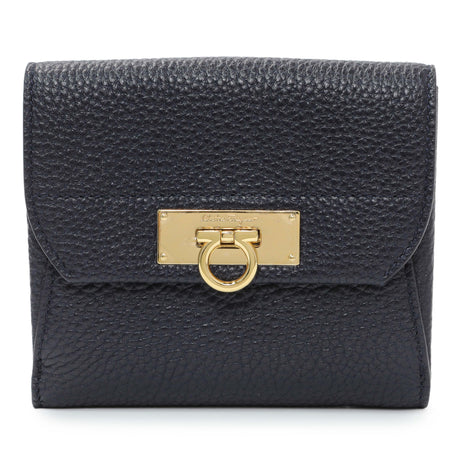 Salvatore Ferragamo Blue Calfskin Compact Wallet Accessories Salvatore Ferragamo