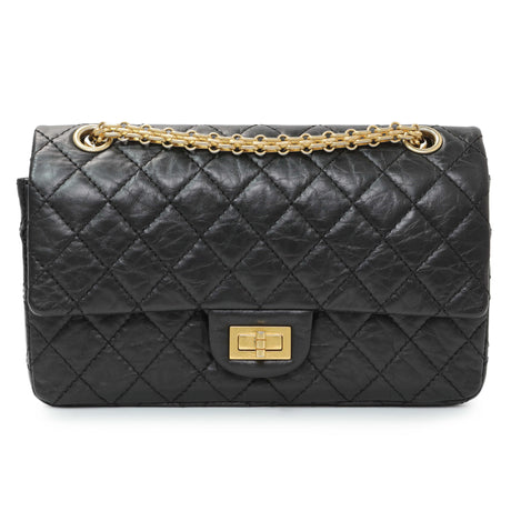 Chanel Black Aged Calfskin Quilted 2.55 Reissue 225 Flap Handbags Chanel