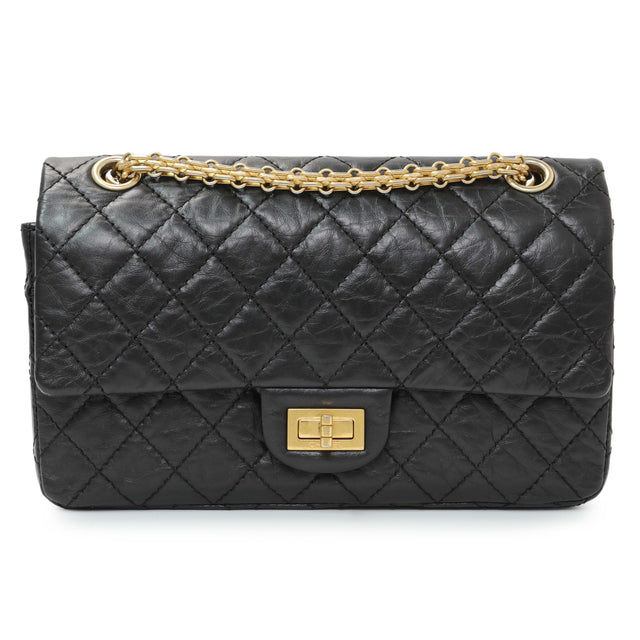 Chanel Black Aged Calfskin Quilted 2.55 Reissue 225 Flap Handbags Chanel