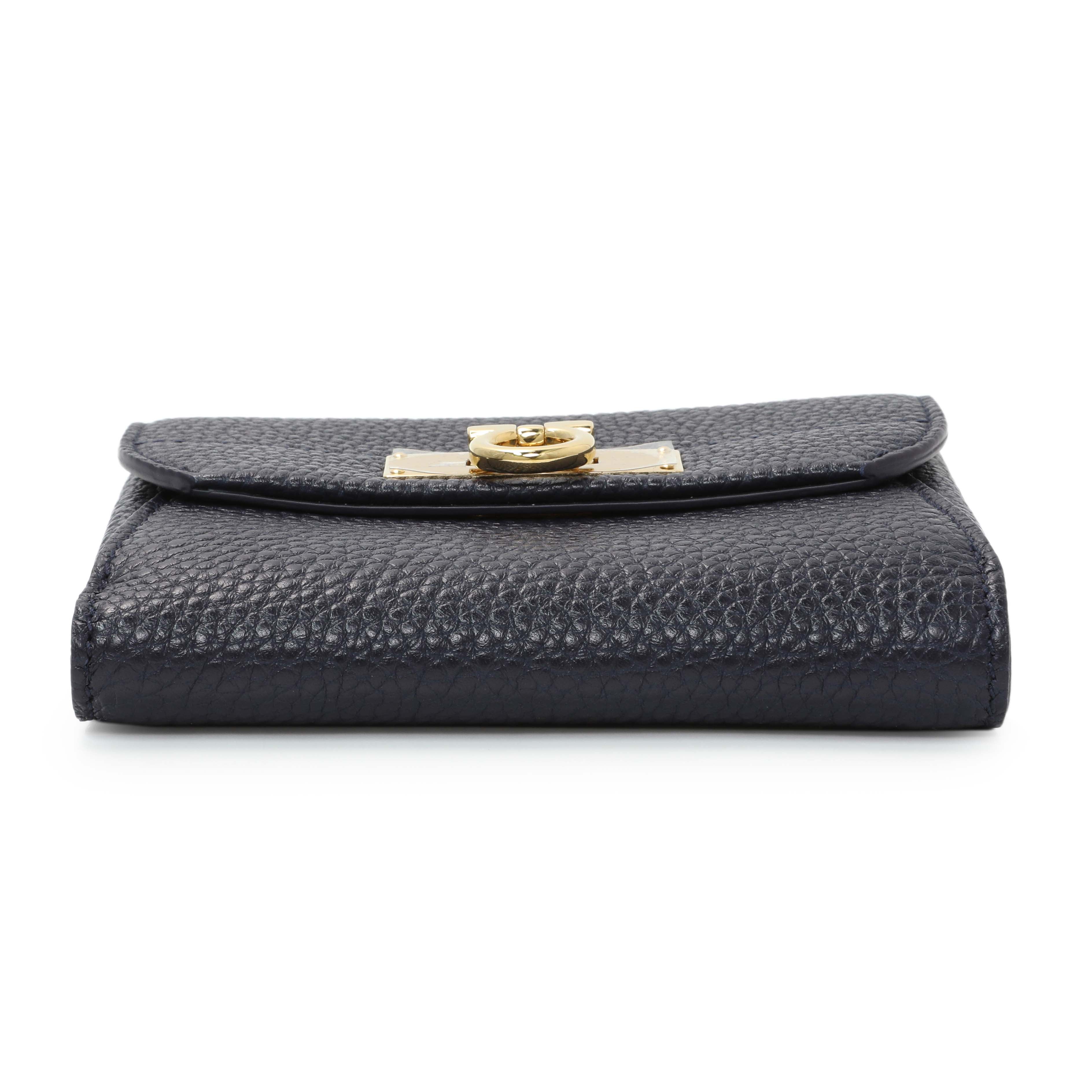 Salvatore Ferragamo Blue Calfskin Compact Wallet – Modaselle