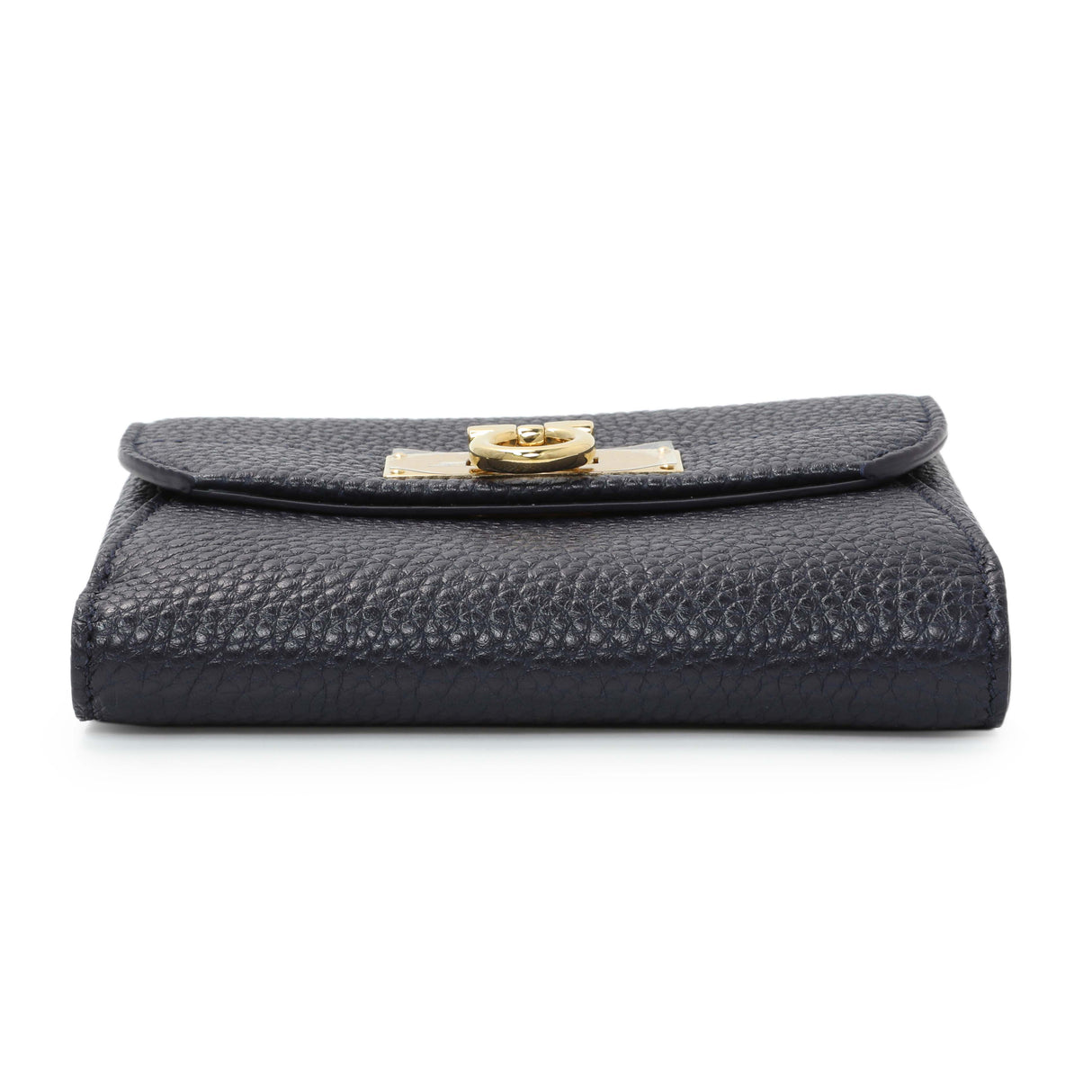 Salvatore Ferragamo Blue Calfskin Compact Wallet Accessories Salvatore Ferragamo