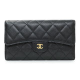 Chanel Black Quilted Caviar Large Flap Wallet Accessories Chanel