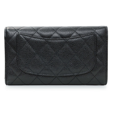 Chanel Black Quilted Caviar Large Flap Wallet