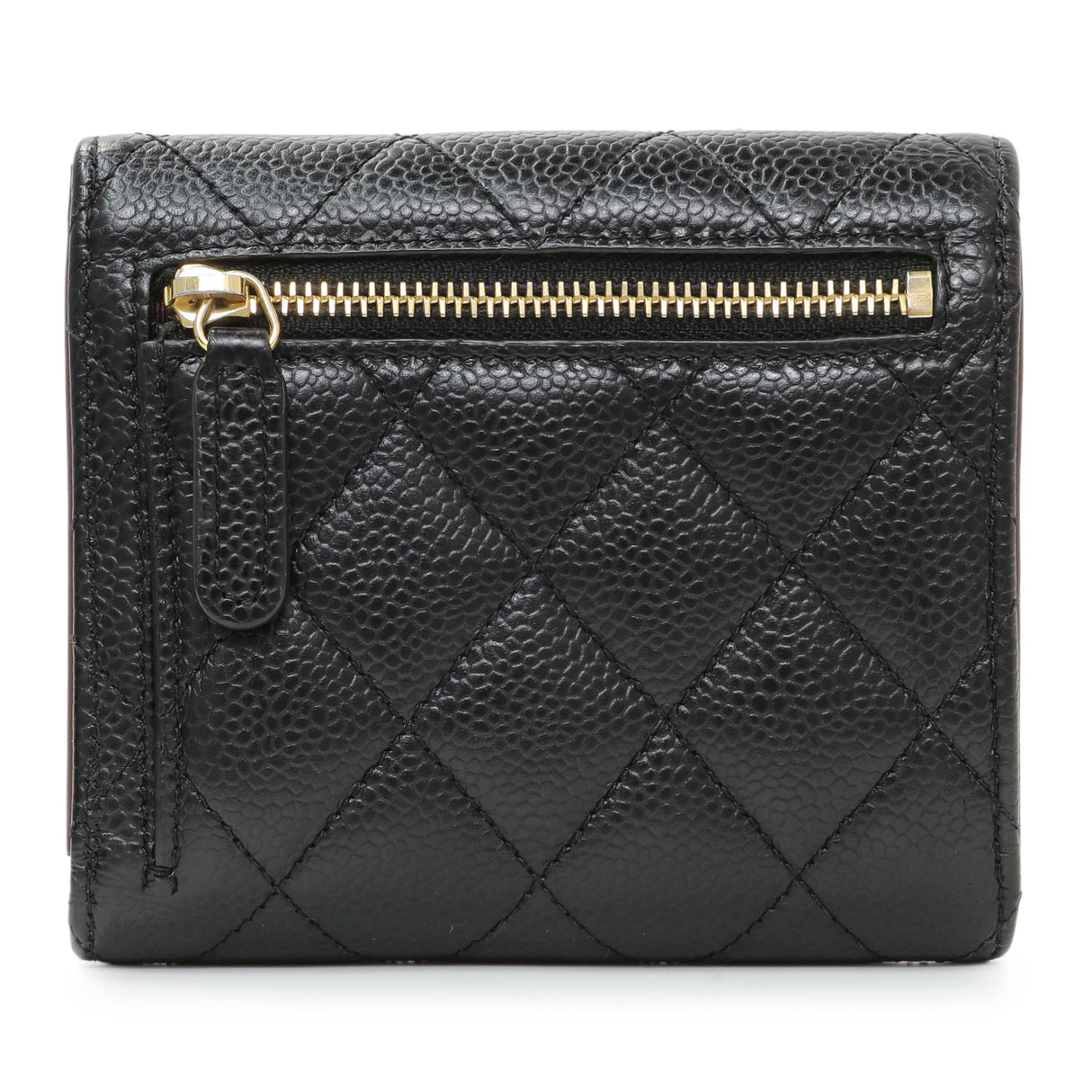 Chanel Black Quilted Caviar Compact Flap Wallet