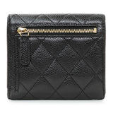 Chanel Black Quilted Caviar Compact Flap Wallet