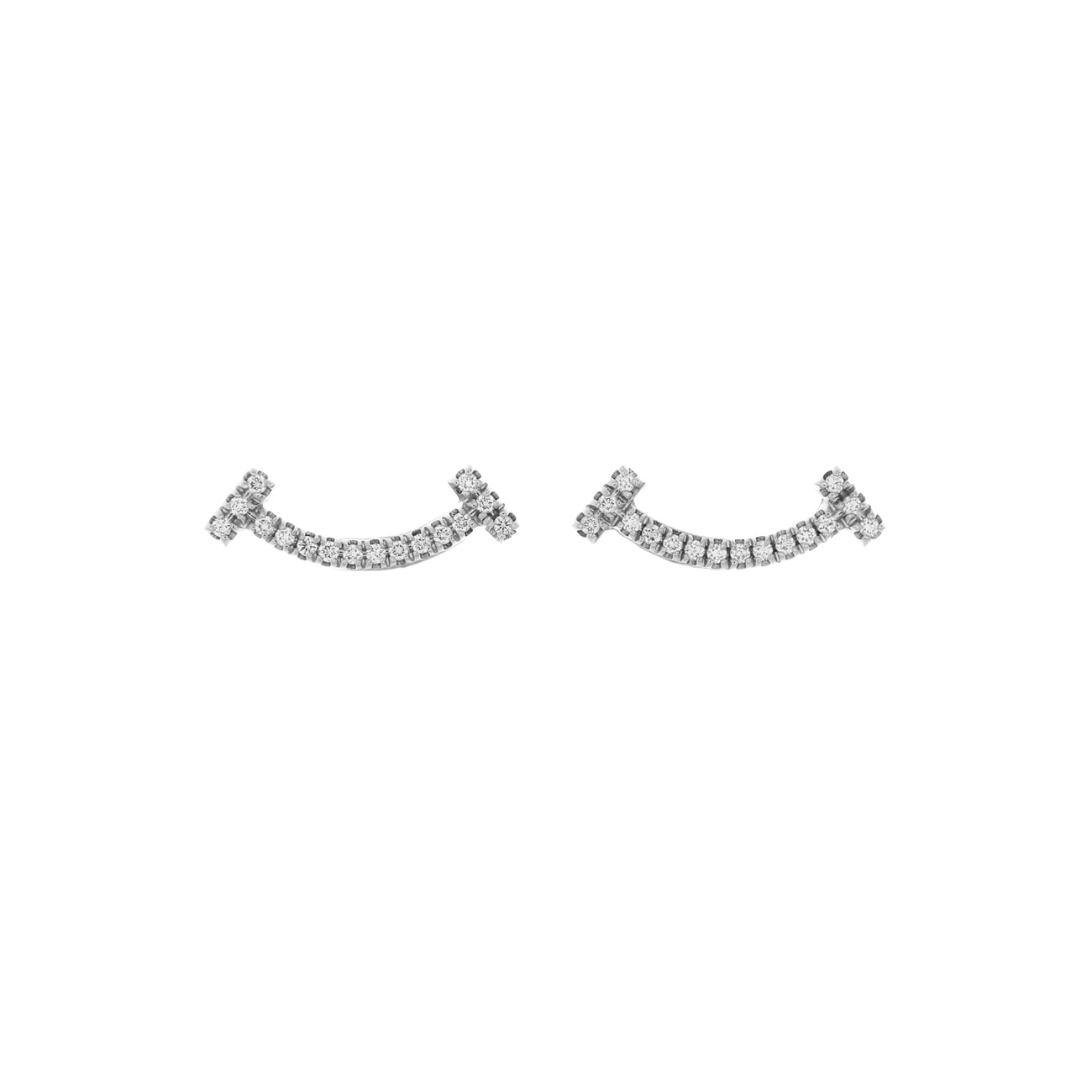 Tiffany & Co. 18K White Gold Diamond T Smile Earrings