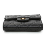 Chanel Black Quilted Caviar Compact Flap Wallet