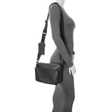 Louis Vuitton Black Calfskin Shadow Monogram Trio Messenger