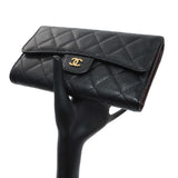 Chanel Black Quilted Caviar Large Flap Wallet Accessories Chanel