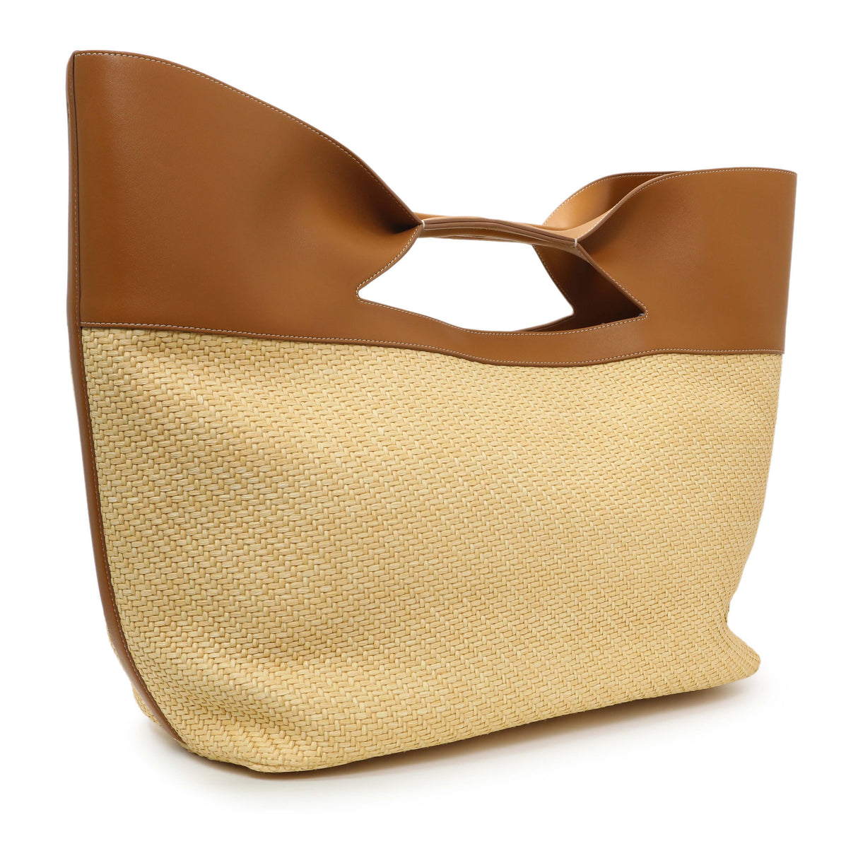 7 items Mon June 22 ⬆️Alexander McQueen Natural Tan Raffia Calfskin Large The Bow Bag Handbags Alexander McQueen