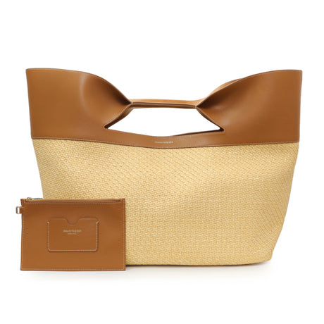 7 items Mon June 22 ⬆️Alexander McQueen Natural Tan Raffia Calfskin Large The Bow Bag Handbags Alexander McQueen