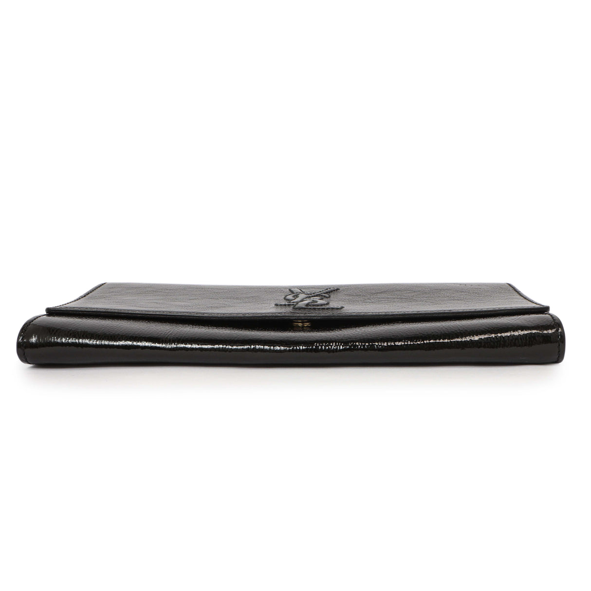 Saint Laurent Black Textured Patent Monogram Small Belle De Jour Clutch