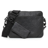 Louis Vuitton Black Calfskin Shadow Monogram Trio Messenger Handbags Louis Vuitton