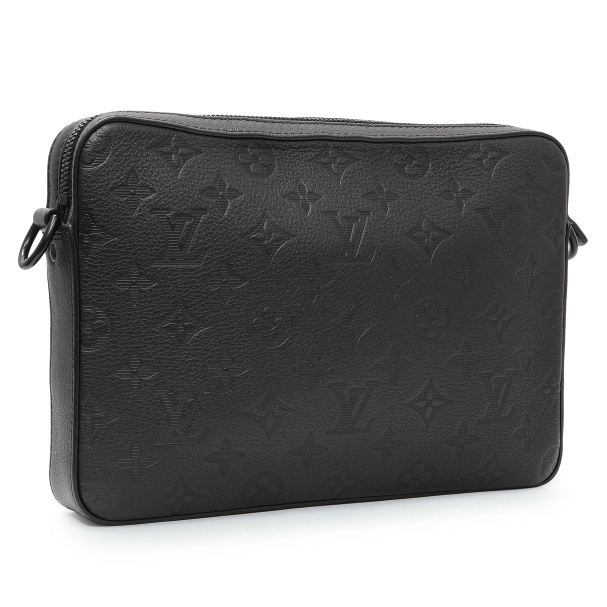 Louis Vuitton Black Calfskin Shadow Monogram Trio Messenger Handbags Louis Vuitton